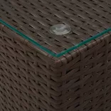 3 db barna polyrattan kisasztal üveg asztallappal