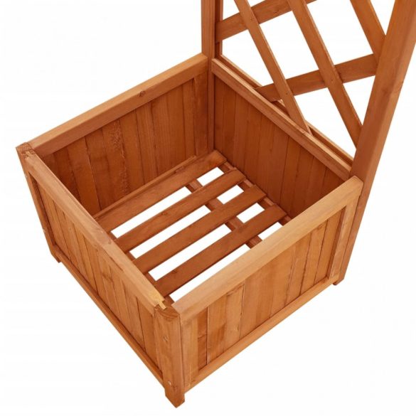 tömör fenyőfa kerti lugas virágtartóval