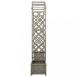 szürke tömör fenyőfa kerti lugas virágtartóval