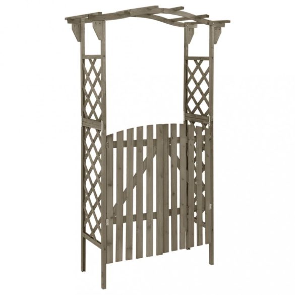 szürke tömör fenyőfa pergola kapuval 116 x 40 x 204 cm