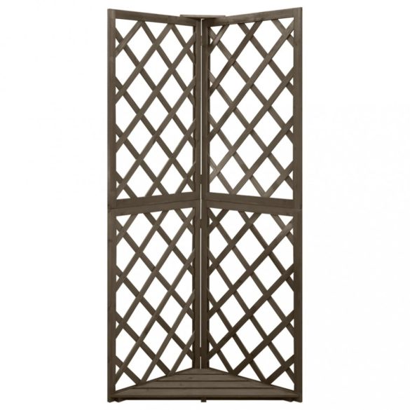 szürke tömör fenyőfa lugasrácssarok 50 x 50 x 145 cm