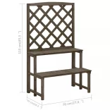 szürke tömör fenyőfa rácsos virágtartó állvány 70 x 42 x 115 cm