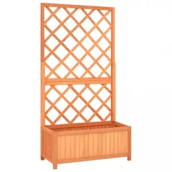   barna tömör fenyőfa rácsos kerti ültetőláda 70 x 30 x 135 cm