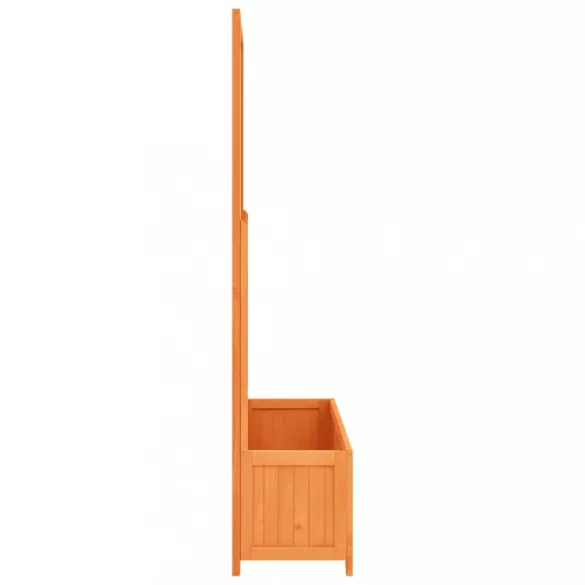 barna tömör fenyőfa rácsos kerti ültetőláda 70 x 30 x 135 cm