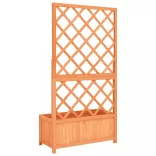 barna tömör fenyőfa rácsos kerti ültetőláda 70 x 30 x 135 cm