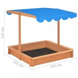 fenyőfa homokozó állítható tetővel 115 x 115 x 115 cm