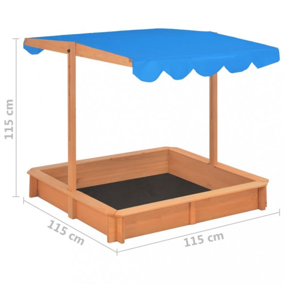 fenyőfa homokozó állítható tetővel 115 x 115 x 115 cm