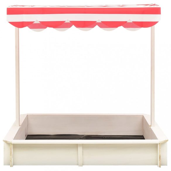 fehér-piros fenyőfa homokozó állítható tetővel UV50