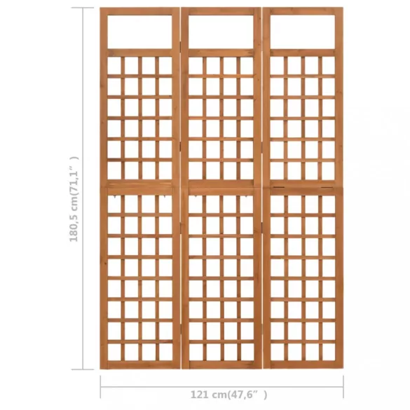 3 paneles tömör fenyőfa térelválasztó/lugasrács 121 x 180,5 cm