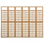 6 paneles tömör fenyőfa térelválasztó/lugasrács 242,5 x 180 cm