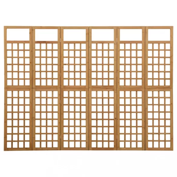 6 paneles tömör fenyőfa térelválasztó/lugasrács 242,5 x 180 cm