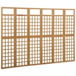 6 paneles tömör fenyőfa térelválasztó/lugasrács 242,5 x 180 cm