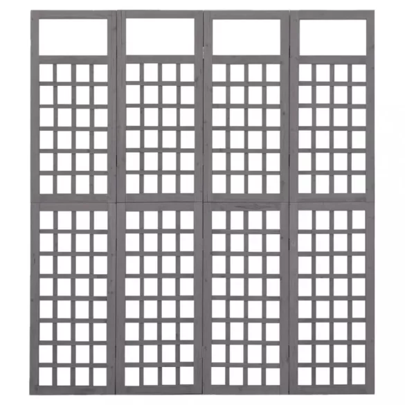 4 paneles szürke tömör fenyő térelválasztó/lugasrács 161x180 cm