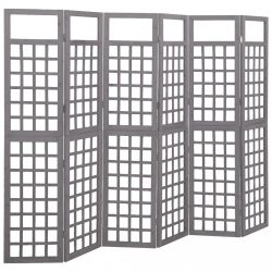   6 paneles szürke fenyőfa térelválasztó/lugasrács 242,5 x 180 cm