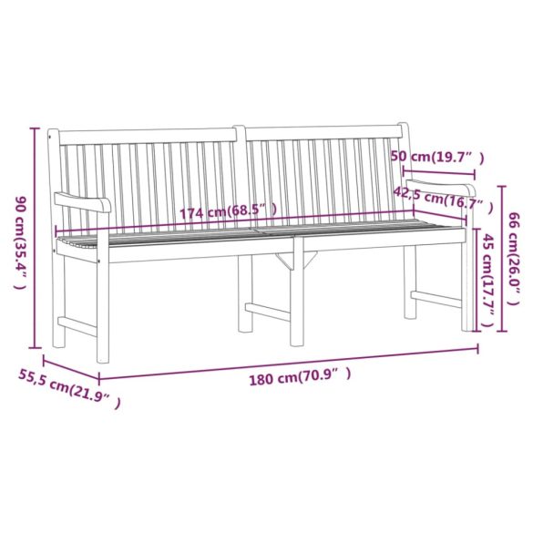 tömör akácfa kerti pad 180 cm