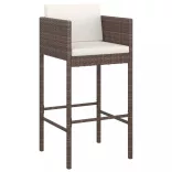 2 db barna polyrattan bárszék párnával