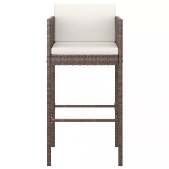 2 db barna polyrattan bárszék párnával