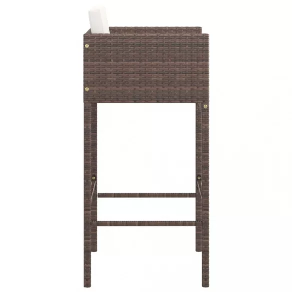 2 db barna polyrattan bárszék párnával