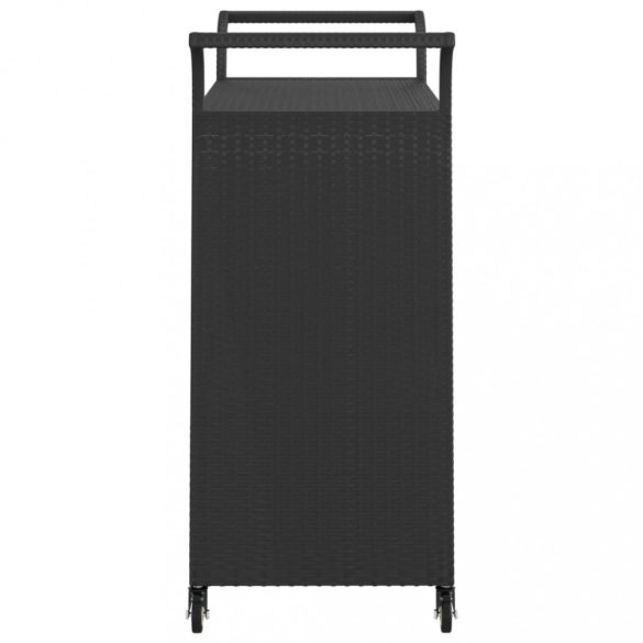 fekete polyrattan bárkocsi fiókkal 100 x 45 x 97 cm