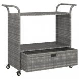 szürke polyrattan bárkocsi fiókkal 100 x 45 x 97 cm