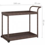 barna polyrattan bárkocsi 100 x 45 x 83 cm