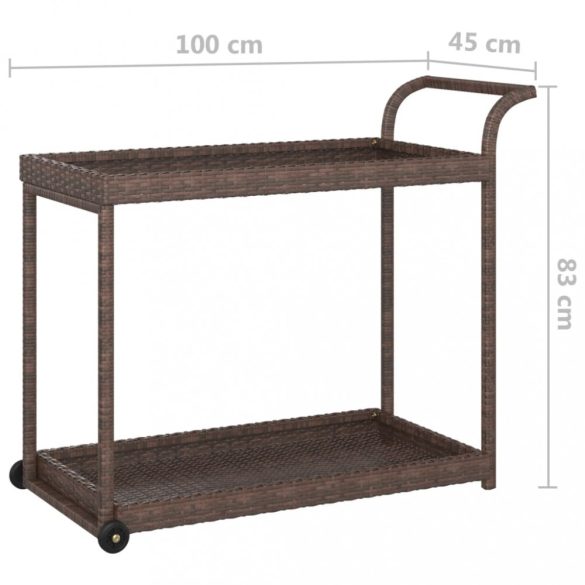 barna polyrattan bárkocsi 100 x 45 x 83 cm