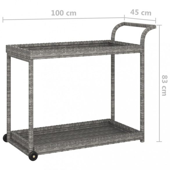 szürke polyrattan bárkocsi 100 x 45 x 83 cm