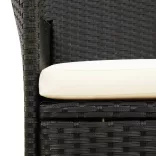 2 db fekete polyrattan kerti szék párnával