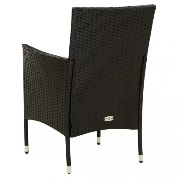 2 db fekete polyrattan kerti szék párnával