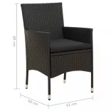2 db fekete polyrattan kerti szék párnával