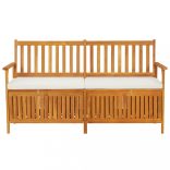 tömör akácfa tárolópad párnával 148 cm