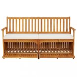 tömör akácfa tárolópad párnával 148 cm