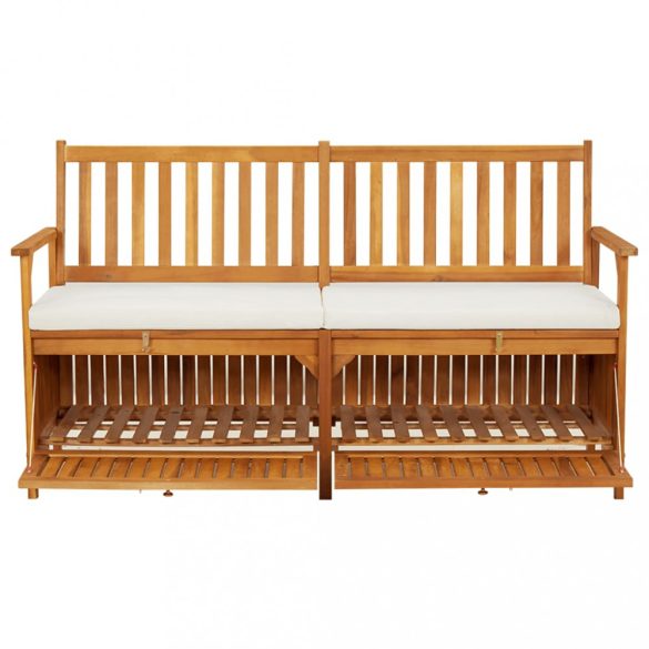 tömör akácfa tárolópad párnával 148 cm