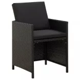2 db fekete polyrattan kerti szék párnával