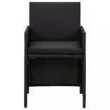 2 db fekete polyrattan kerti szék párnával