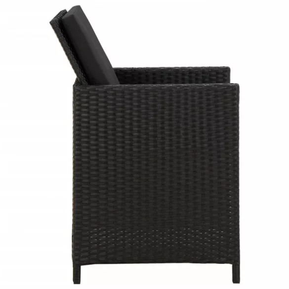 2 db fekete polyrattan kerti szék párnával