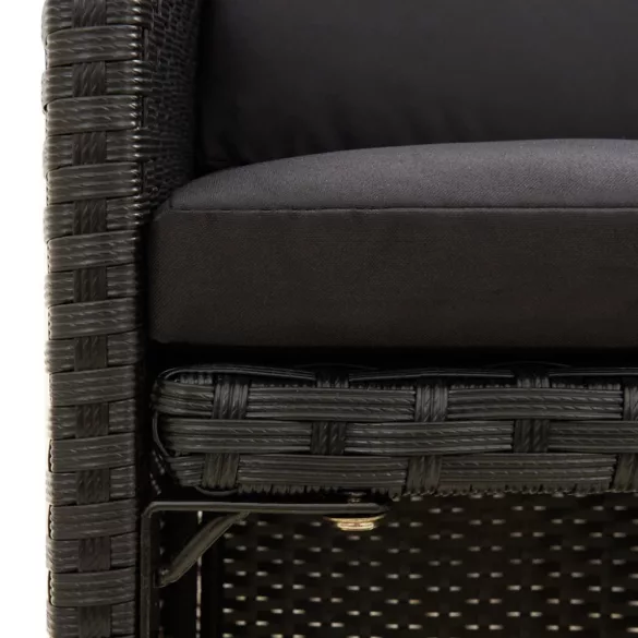 2 db fekete polyrattan kerti szék párnával