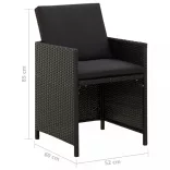 2 db fekete polyrattan kerti szék párnával