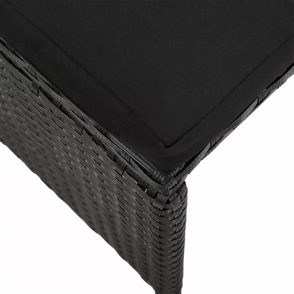 2 db fekete polyrattan kerti ülőke párnával