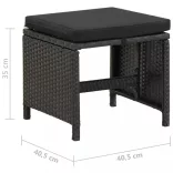 2 db fekete polyrattan kerti ülőke párnával