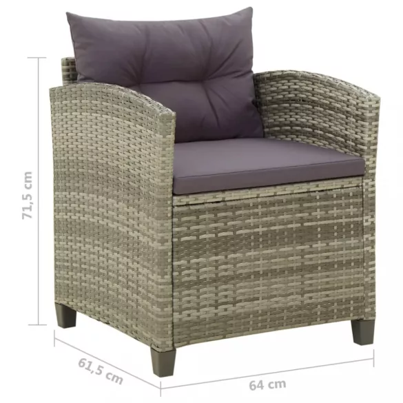 szürke polyrattan kerti szék párnákkal
