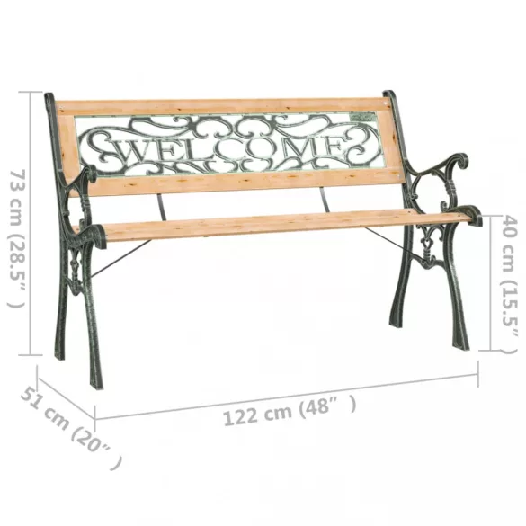 tömör fenyőfa kerti pad 122 cm