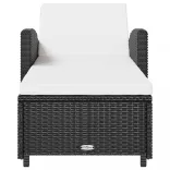 fekete polyrattan napozóágy krémfehér párnával