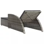 szürke polyrattan napozóágy sötétszürke párnával