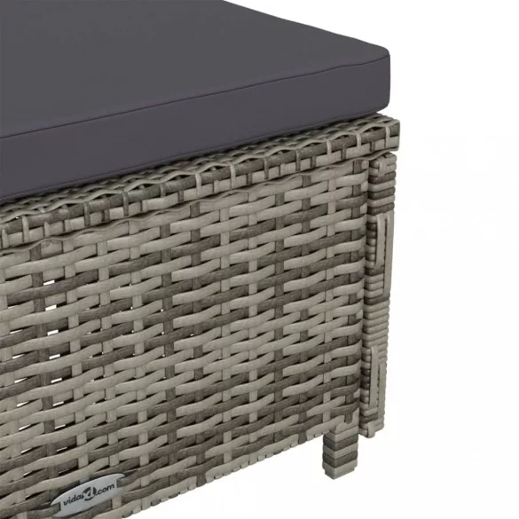 szürke polyrattan napozóágy sötétszürke párnával