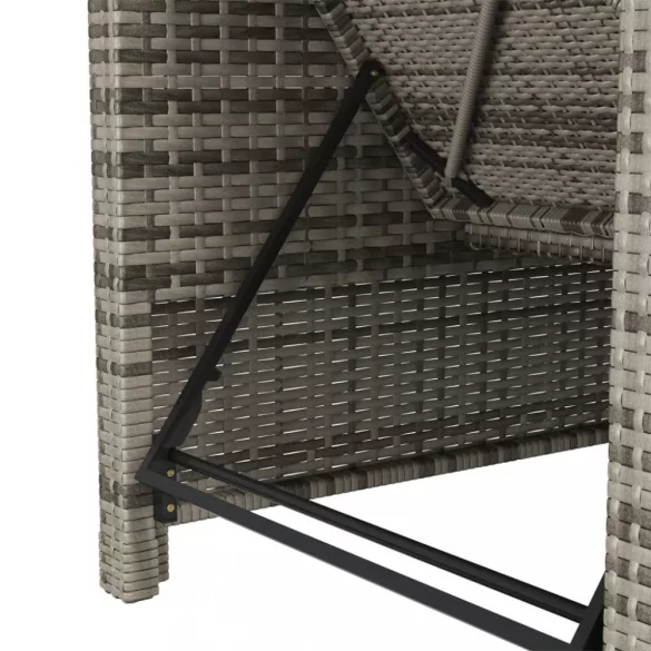 szürke polyrattan napozóágy sötétszürke párnával