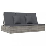 sötétszürke polyrattan átalakítható napozóágy párnákkal