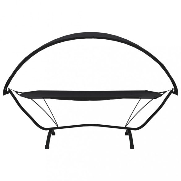 fekete acél és oxford szövet kültéri pihenőágy napellenzővel