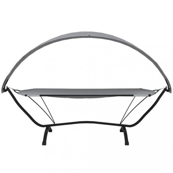 szürke acél és oxford szövet kültéri pihenőágy napellenzővel