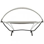 krémszínű acél és oxford szövet kültéri pihenőágy napellenzővel